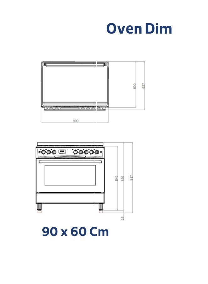 General Goldin 90x60cm 4 Gaz & 2 Electric Burners Ranger, Iron Cast Stand, Auto Burner, Total Safety, Easy to Clean Surface, Oven Grill & fan - Image 3